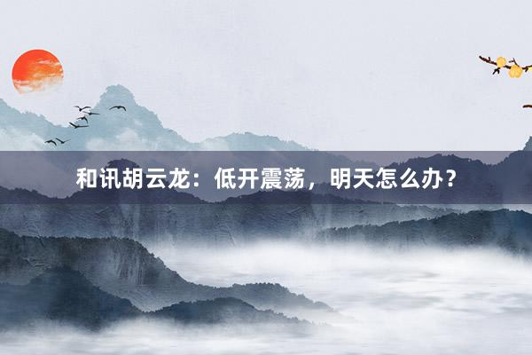 和讯胡云龙：低开震荡，明天怎么办？