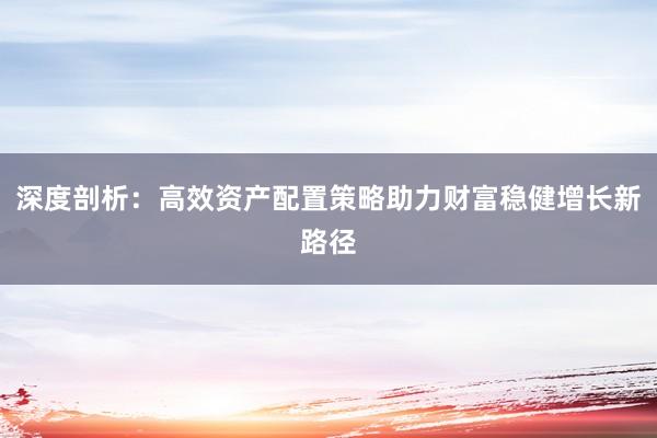 深度剖析：高效资产配置策略助力财富稳健增长新路径