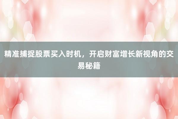 精准捕捉股票买入时机，开启财富增长新视角的交易秘籍