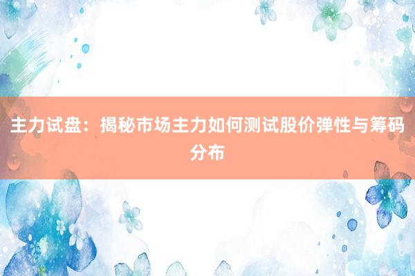 主力试盘：揭秘市场主力如何测试股价弹性与筹码分布