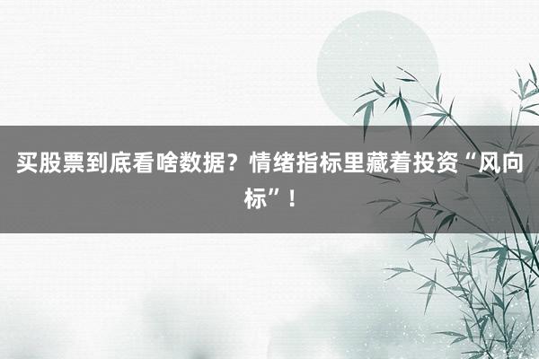 买股票到底看啥数据？情绪指标里藏着投资“风向标”！