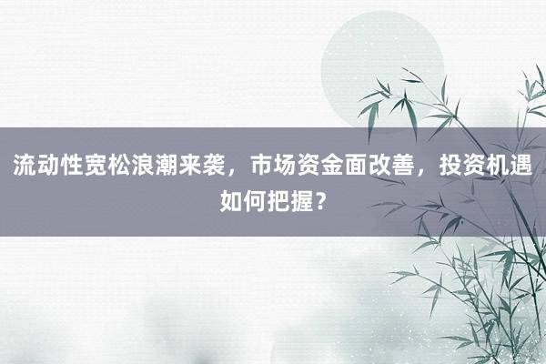 流动性宽松浪潮来袭，市场资金面改善，投资机遇如何把握？