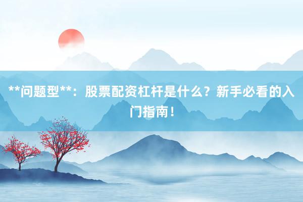 **问题型**：股票配资杠杆是什么？新手必看的入门指南！